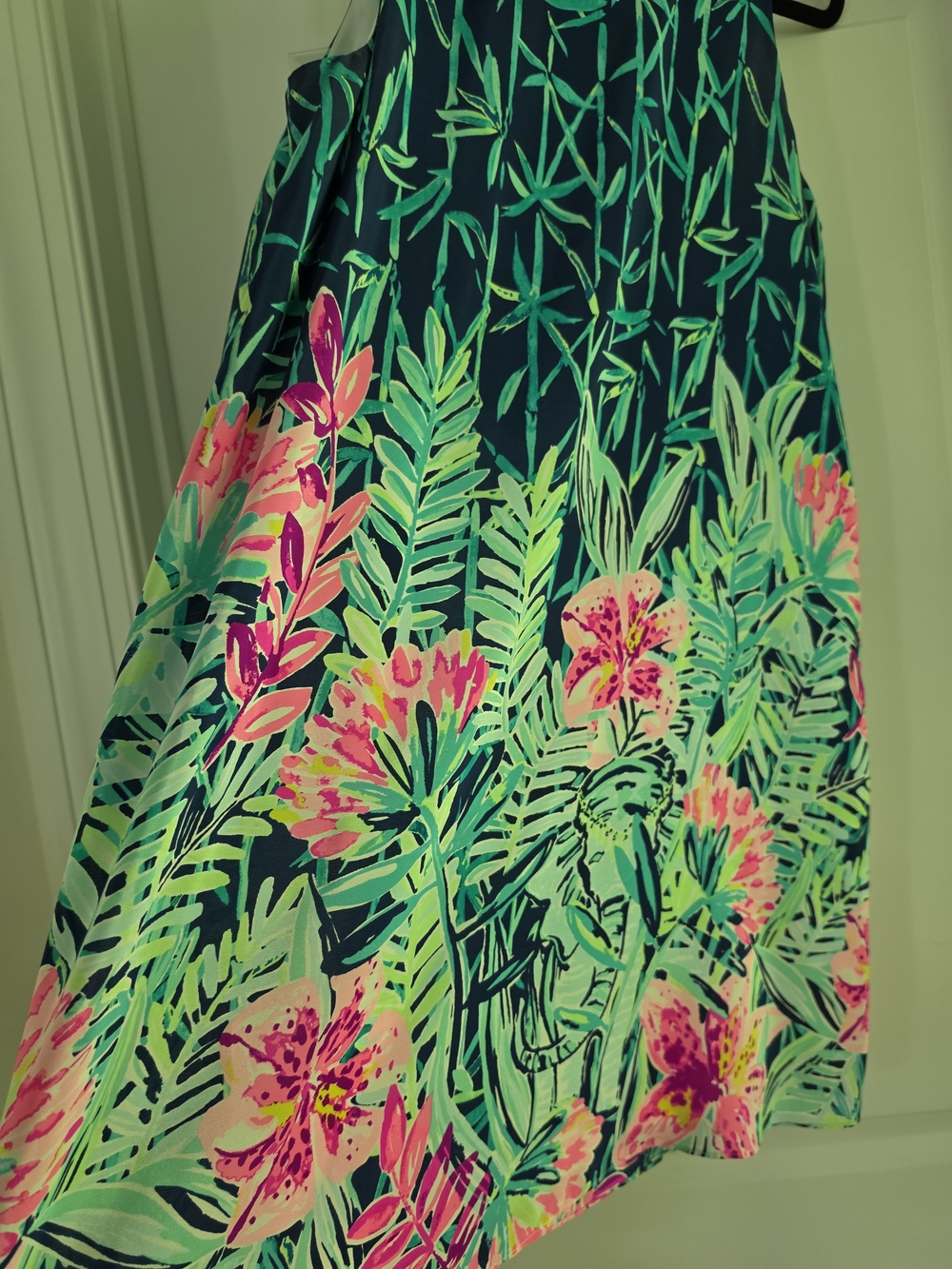 Lilly Pulitzer Navy Silk Mini Dress with Teal and Pink Floral Print - Picture 2 of 7
